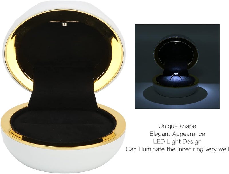 woobles Velvet Necklace Pendant Box,LED Light Pendant Necklace Gift Box,Ring Box with LED Light Exquisite Elegant Jewelry Display Gift Box for Wedding Proposal Engagement(white) - Image 2